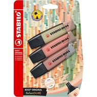 Evidenziatore - STABILO BOSS ORIGINAL NatureCOLORS - Pack da 3 - Verde Oliva/Terra di Siena/Fava di Cacao