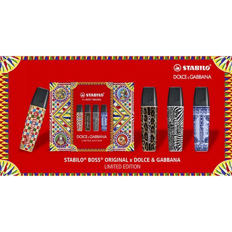 Evidenziatore - STABILO BOSS ORIGINAL x DOLCE&GABBANA - Cofanetto Premium con 4 evidenziatori - Edizione Limitata