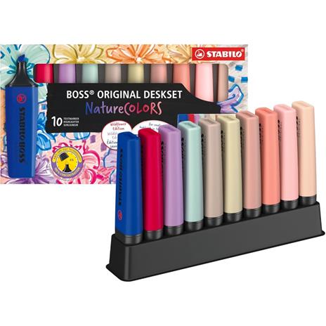 Evidenziatore - STABILO BOSS ORIGINAL NatureCOLORS Wildflower - Desk-Set - 10 Colori assortiti