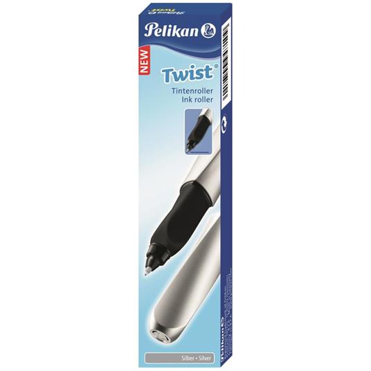Penna sferografica Pelikan Twist ricaricabile per destrimani e mancini, impugnatura ergonomica triangolare Nero-Grigio