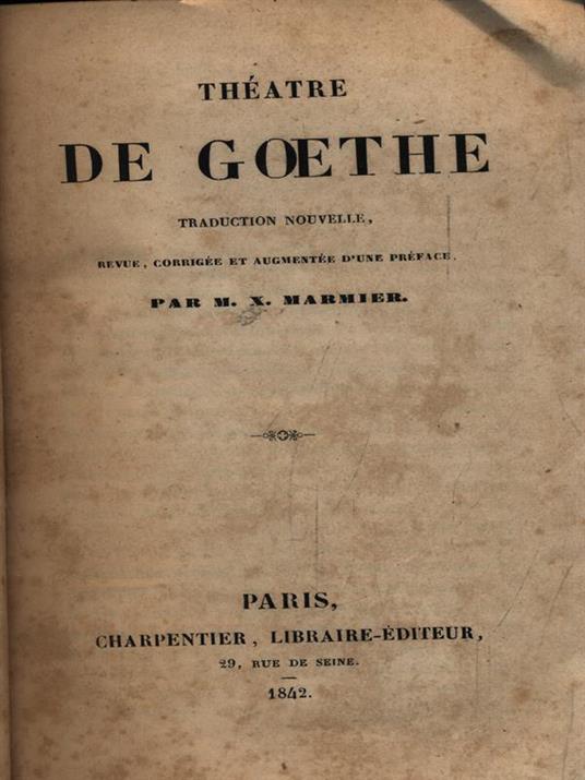   Théatre - Johann Wolfgang Goethe - copertina