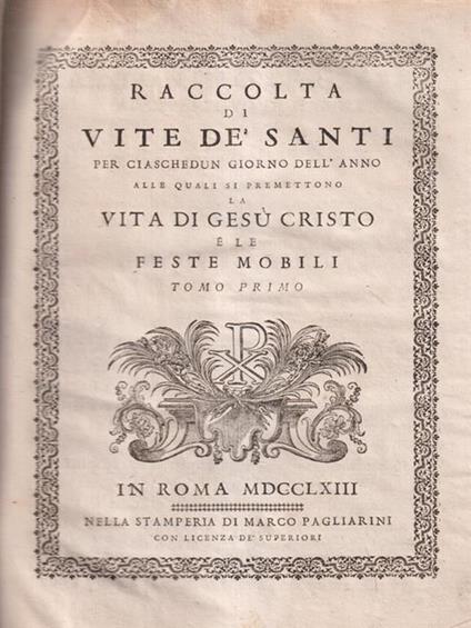   Raccolta di Vite de Santi per ciaschedun giorno dell'anno 2 voll. - copertina
