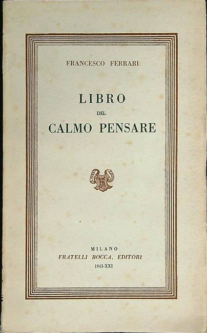Libro del calmo pensare - Francesco Ferrari - copertina