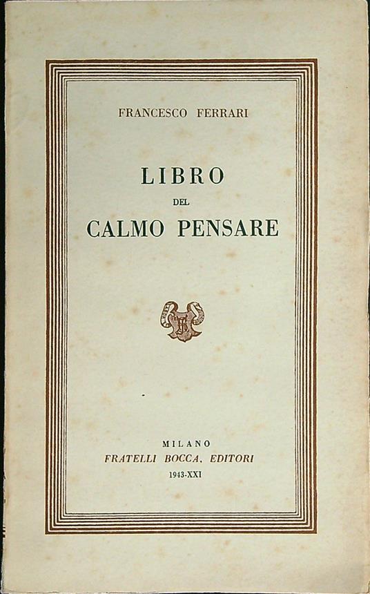Libro del calmo pensare - Francesco Ferrari - copertina
