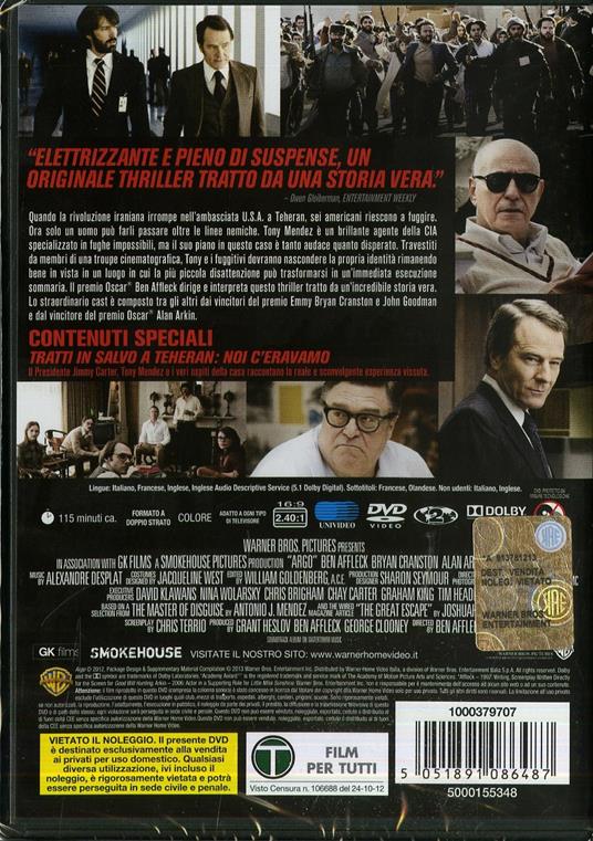 Argo di Ben Affleck - DVD - 2