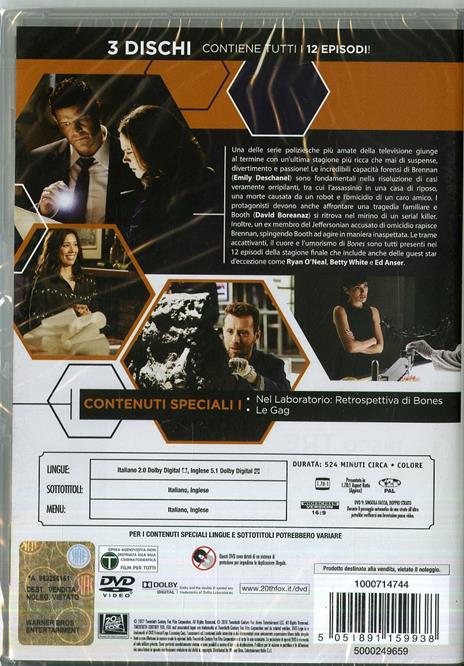 Bones stagione 12. Serie TV ita (3 DVD) di Ian Toynton,Milan Cheylov,Tim Southam,Dwight H. Little - DVD - 2