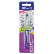 Pelikan Erase 2.0, Penna Cancellabile Ergonomica Roller, Blu, per Destrimani e Mancini, Punta M, Refill Blu Incluso