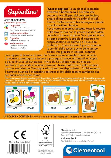 Clementoni Sapientino - Cosa Mangiano?, Gioco Educativo per Bambini 4-6 Anni con Flashcards Memory - 3