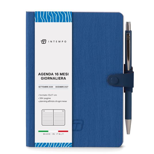 Diario 2026-2027 16 Mesi Write Giornaliera 12X17 Con Laccio Blu