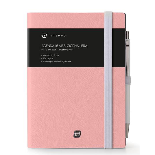 Diario 2026-2027 16 Mesi Write Giornaliera 12X17 Con Elastico Rosa