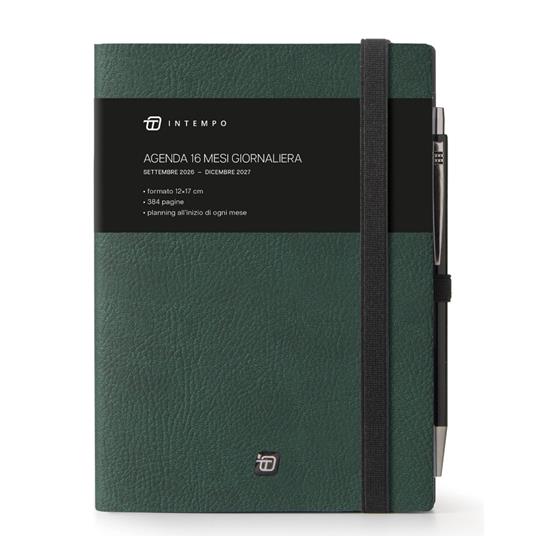 Diario 2026-2027 16 Mesi Write Giornaliera 12X17 Con Elastico Verde