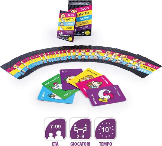 Taco Matto Show - Gioco di carte - Gioco Competitivo per Adulti e Bambini dai 7 Anni - 2-8 Giocatori - Durata 10min - 3