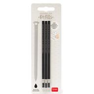 Legami - Refill per Penna Gel Cancellabile, Set 3 Pezzi, Altezza 13 cm, Inchiostro Termosensibile Nero, Punta 0,7 mm