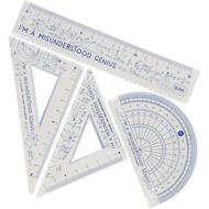 Legami - Set di Geometria, Set con Righello da 15 cm, Squadra 60° da 10 cm, Goniometro 180° per la Scuola