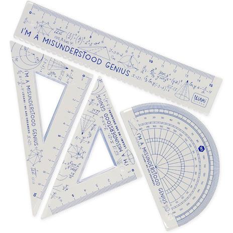 Legami - Set di Geometria, Set con Righello da 15 cm, Squadra 60° da 10 cm, Goniometro 180° per la Scuola