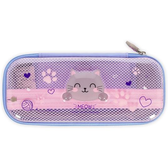 Legami - Astuccio Wonderwow, Tema Kitty, 2 Scomparti e Portapenne interno, Chiusura a Zip, 23x11x5 cm