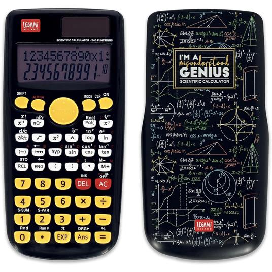 Legami - Calcolatrice Scientifica Count On Me, Tema Genius, 3 Modalità, Base, Funzioni Scientifiche e Calcoli Statistici