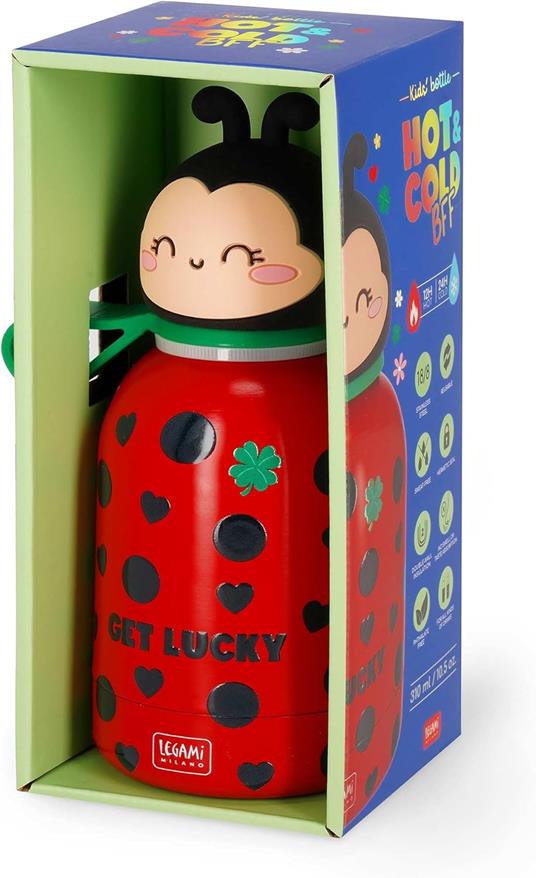 Legami - Borraccia Termica per Bambini Hot&Cold BFF, Ladybug, in Inox 18/8 a Doppio Strato con Chiusura ermetica - 5