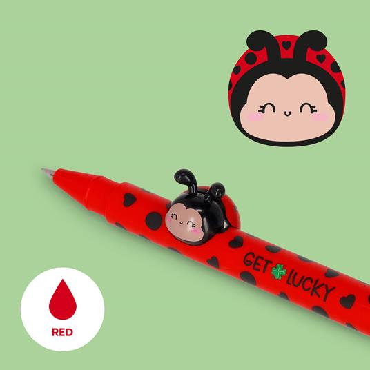 Legami - Penna Gel con Animaletto Decorativo Lovely Friends, Ladybug, Evita il Rotolamento, Inchiostro Rosso - 3