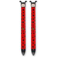 Legami - Penna Click&Clack a Due Colori, Tema Ladybug, Inchiostro Nero e Rosso, Penna a Scatto