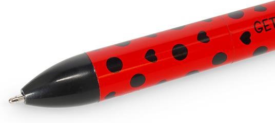 Legami - Penna Click&Clack a Due Colori, Tema Ladybug, Inchiostro Nero e Rosso, Penna a Scatto - 3