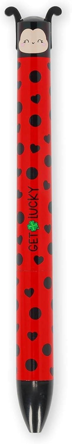 Legami - Penna Click&Clack a Due Colori, Tema Ladybug, Inchiostro Nero e Rosso, Penna a Scatto - 5