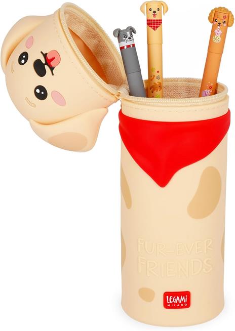 Legami - Kawaii Astuccio Scuola 2 in 1 in Morbido Silicone, Golden, Portapenne da Tavolo, Chiusura con Cerniera - 2