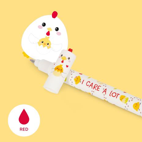Penna gel cancellabile Legami I Care a Lot Hen, inchiostro rosso - 2