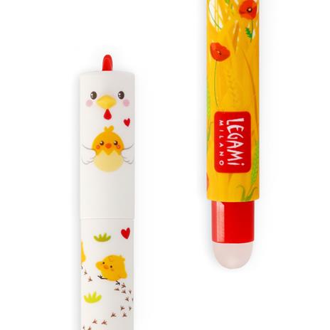 Penna gel cancellabile Legami I Care a Lot Hen, inchiostro rosso - 3