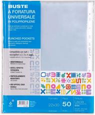 Colourbook 50 Buste Forate A4 per Raccoglitori, Spessore Rinforzato Antistrappo, Trasparenza Crystal Clear