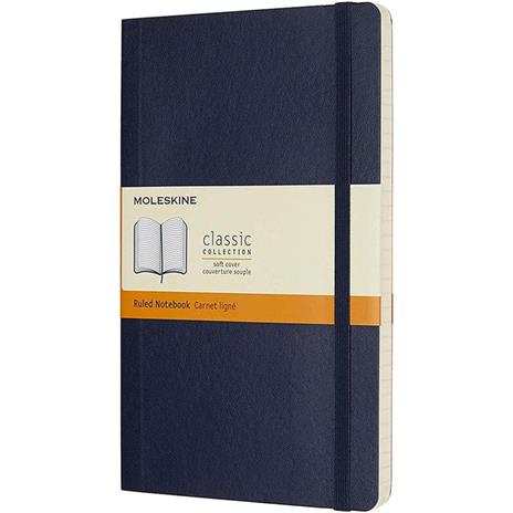 Taccuino Moleskine large a righe copertina morbida blu. Sapphire Blue
