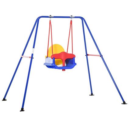 Outsunny Altalena per Bambini in Metallo e Seggiolino con Cintura di Sicurezza