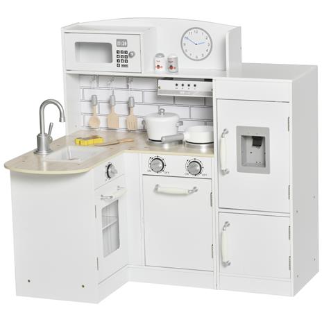 HOMCOM Cucina Giocattolo per Bambini in Legno Età 3+ - Bianco