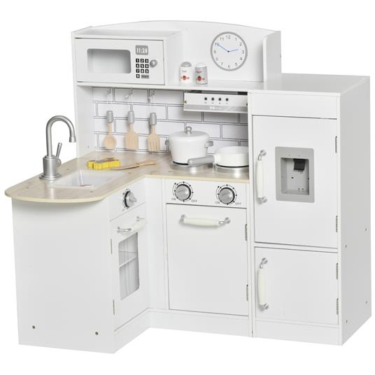 HOMCOM Cucina Giocattolo per Bambini in Legno Età 3+ - Bianco