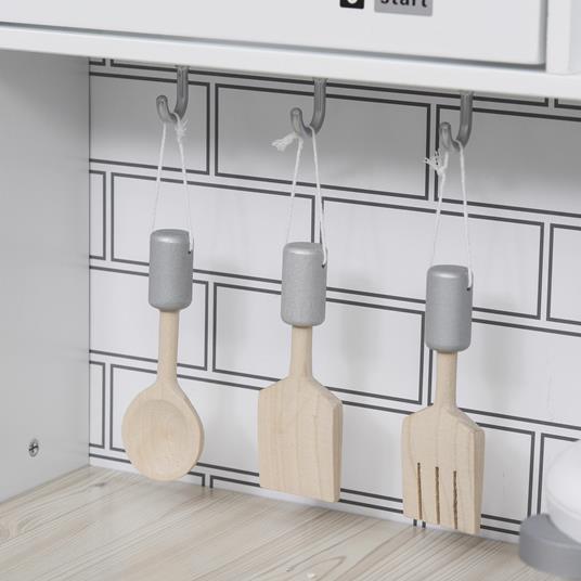 HOMCOM Cucina Giocattolo per Bambini in Legno Età 3+ - Bianco - 5