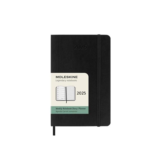 Agenda settimanale con spazio per note 12 mesi, 2025 Moleskine, Pocket, Copertina morbida, Nero - 9 x 14 cm - 7