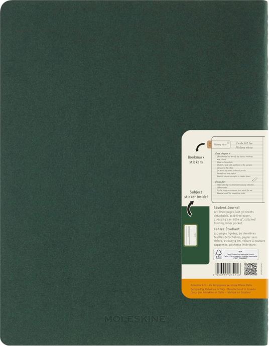 Taccuino a righe, verde Moleskine Student cahier - XXL - 2