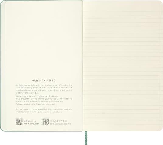 Taccuino Moleskine grande a righe  Copertina rigida  Verde Sage - 4
