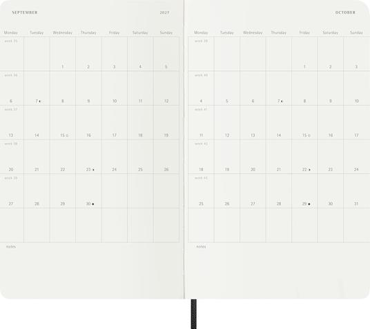 Agenda Moleskine 2027 12 mesi settimanale notebook large nera morbida - 4