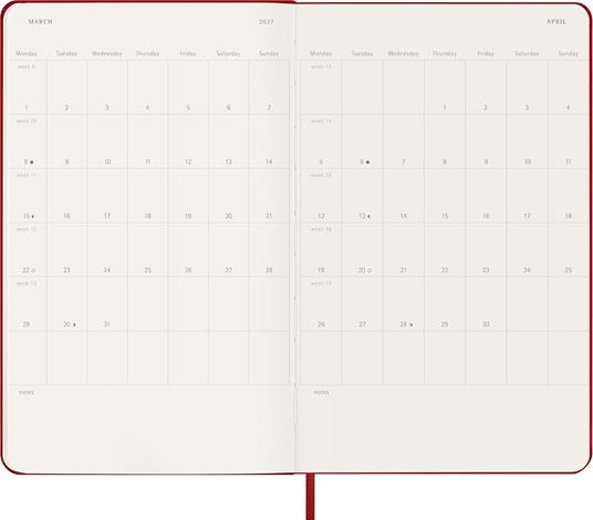 Agenda Moleskine 18 mesi settimanale notebook large rossa rigida - 5