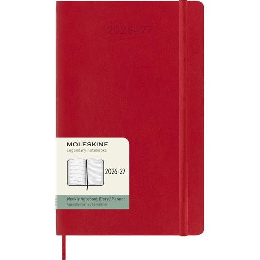Agenda Moleskine 18 mesi settimanale notebook large rossa morbida