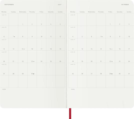 Agenda Moleskine 18 mesi settimanale notebook large rossa morbida - 5