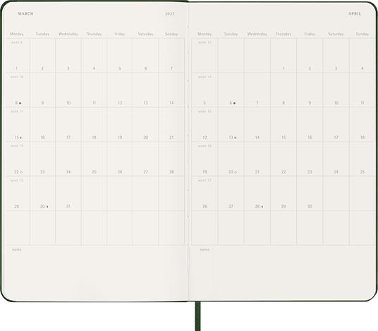 Agenda Moleskine 12 mesi settimanale notebook large verde rigida - 4