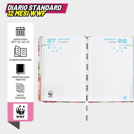 Diario 2026-2027 WWF Illustrato standard 12 mesi - Leopardo - 4