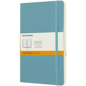 Cartoleria Taccuino Moleskine large a righe copertina morbida azzurro. Reef Blue Moleskine