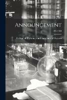 Libro in inglese Announcement; 1899-1900 