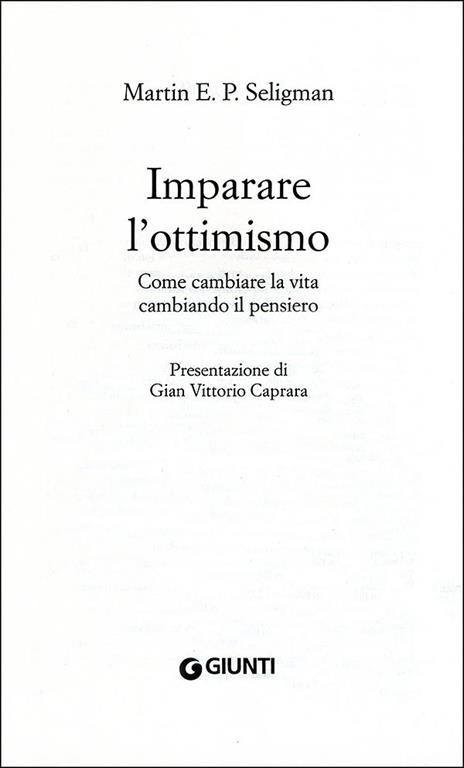 Imparare l'ottimismo - Martin E. P. Seligman - copertina
