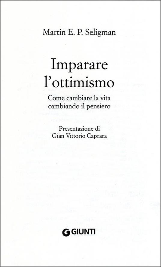 Imparare l'ottimismo - Martin E. P. Seligman - copertina