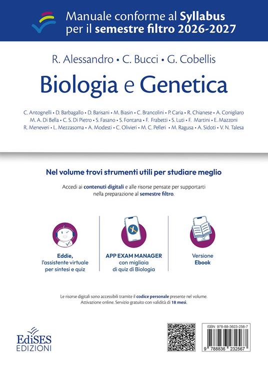 Biologia e genetica. Manuale conforme al Syllabus per il semestre filtro 2026-2027. Con assistente virtuale - R. Alessandro,C. Bucci,G. Cobellis - 2