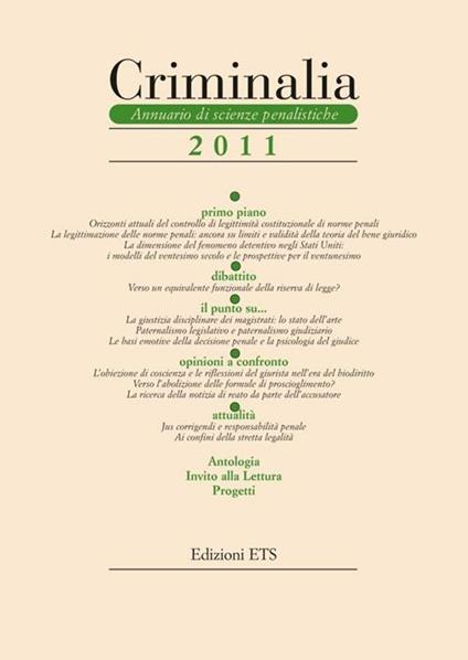 Criminalia. Annuario di scienze penalistiche (2011). Vol. 6 - copertina